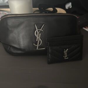 YSL belt bag and card holder. Very nice condition sliver logo